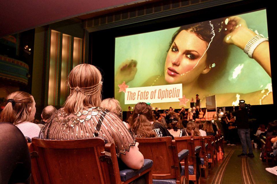 Fans gather in Melbourne at a listening party for Taylor Swift’s new album, ‘The Life of a Showgirl’, which was released on Friday. Photo: AFP